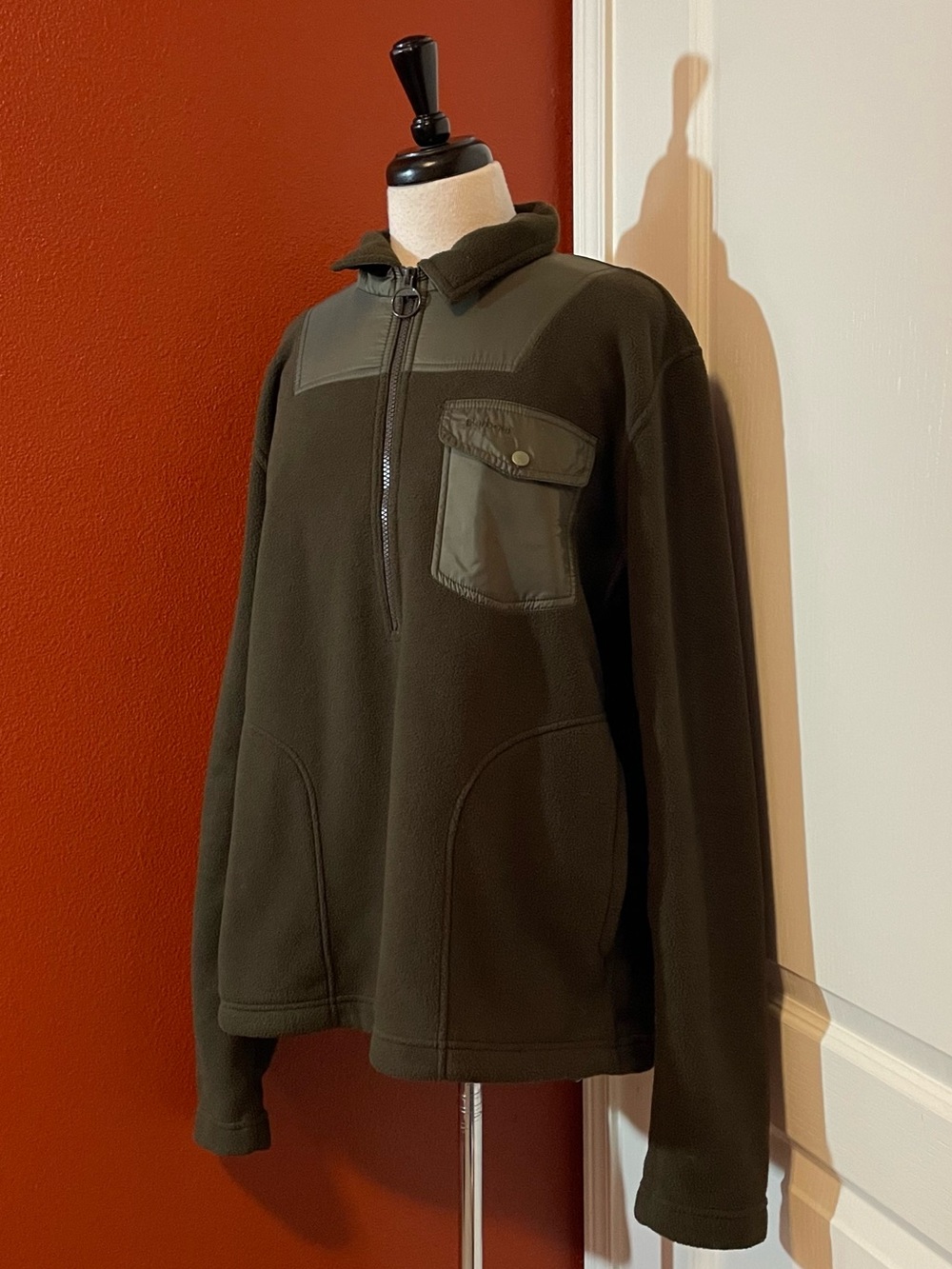 Barbour Men’s Farimond Half Zip Funnel Collar Fleece Olive Pullover Sweater